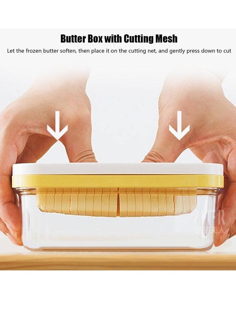 Butter Box, with Transparent Lid Refrigerated Butter Slicer Cutter Stainless Steel, Butter Cutter Slicer and Dish, Replaceable Kitchen Cooking Baking Tool, for Kitchen (White)