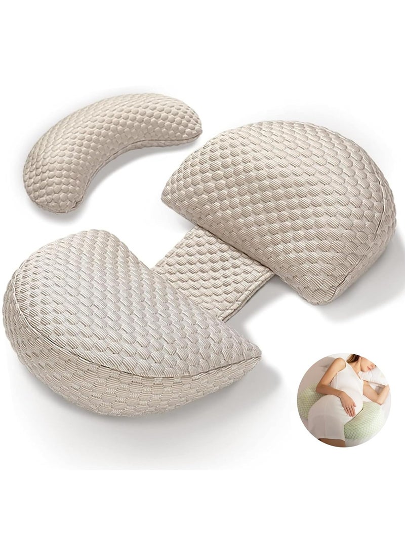 Maternity Pregnancy Pillow for Women Soft Pregnancy Body Pillow Back Hip Leg Support Maternity Pillow with Removable and Adjustable Pillow Cover  Maternity Sleep Pillow (Khaki)