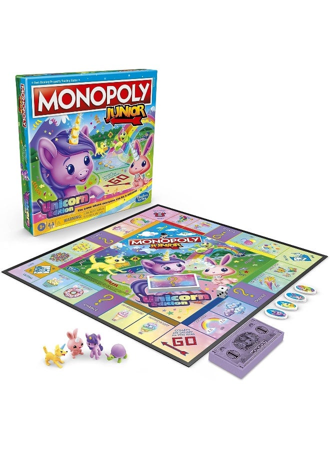 Hasbro Gaming Monopoly Junior: Unicorn Edition Board Game for 2-4 Players, Magical-Themed Indoor Game for Kids Ages 5 and Up