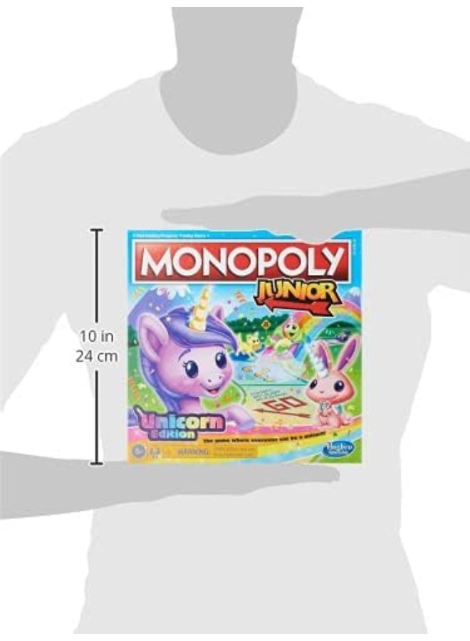 Hasbro Gaming Monopoly Junior: Unicorn Edition Board Game for 2-4 Players, Magical-Themed Indoor Game for Kids Ages 5 and Up