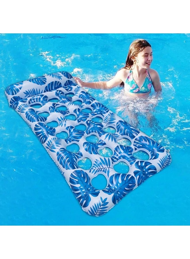 Pool Lounger Float,Water Lounger Pool Chair Lounge,Inflatable Pool Hammock Float 21-Cooling Holes, Floating Mat Swimming Pool Floats Toys Blue