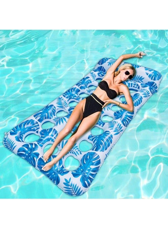 Pool Lounger Float,Water Lounger Pool Chair Lounge,Inflatable Pool Hammock Float 21-Cooling Holes, Floating Mat Swimming Pool Floats Toys Blue