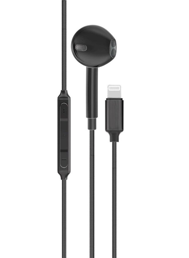 Mono (Single Ear) Stereo Wired Earphone With Lightning Connector, Desert LEW23 - Black