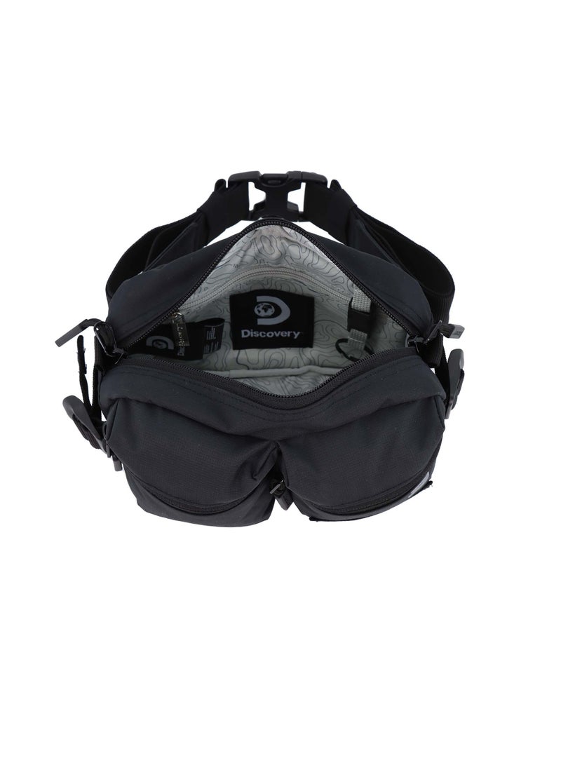 Discovery SHIELD RPET Polyester Waist Bag Black, Hip Bag With Adjustable Strap, RFID Pocket, Suitable For Travel, Outdoors, Gym, Hiking For Men And Women