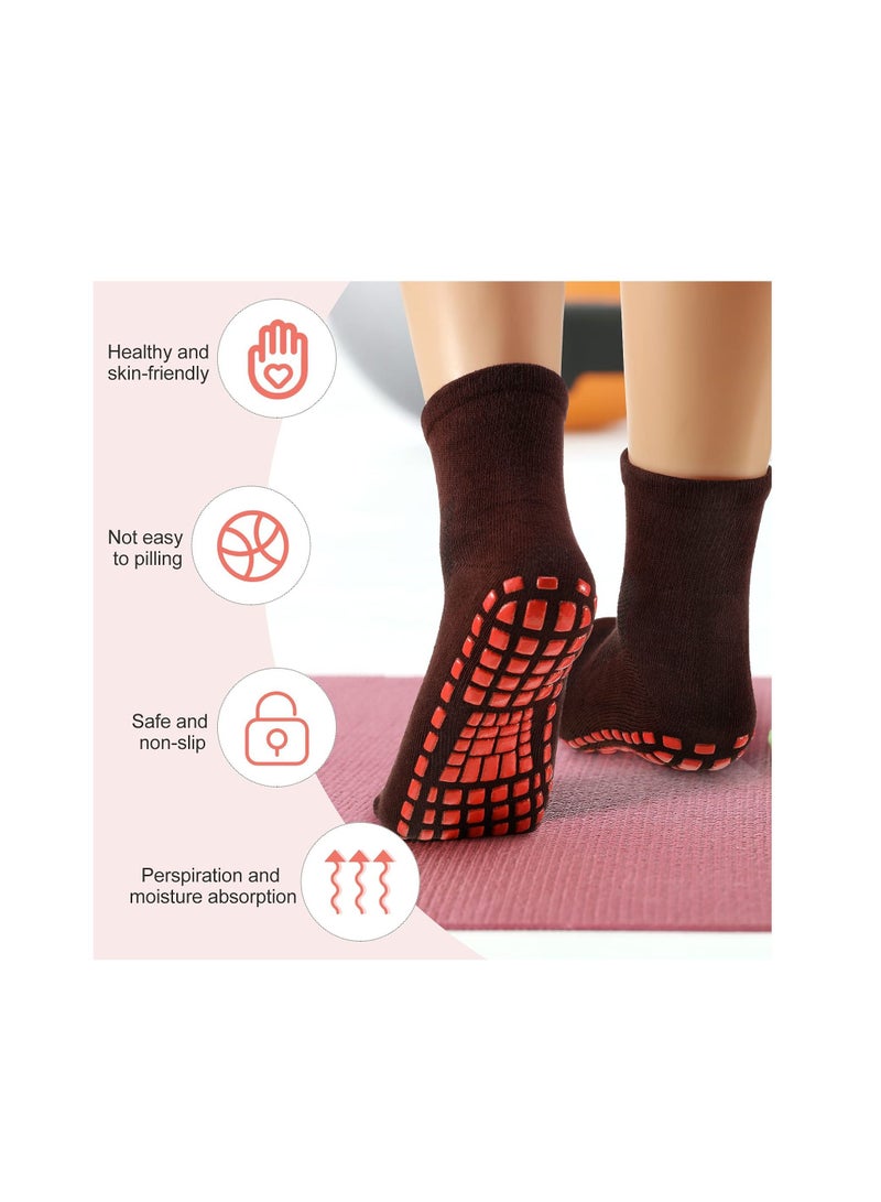 Non-slip Grip Socks Yoga Pilates Hospital Socks Cushioned Sole Grip Socks for Men Women Pilates Barre 10 Pairs