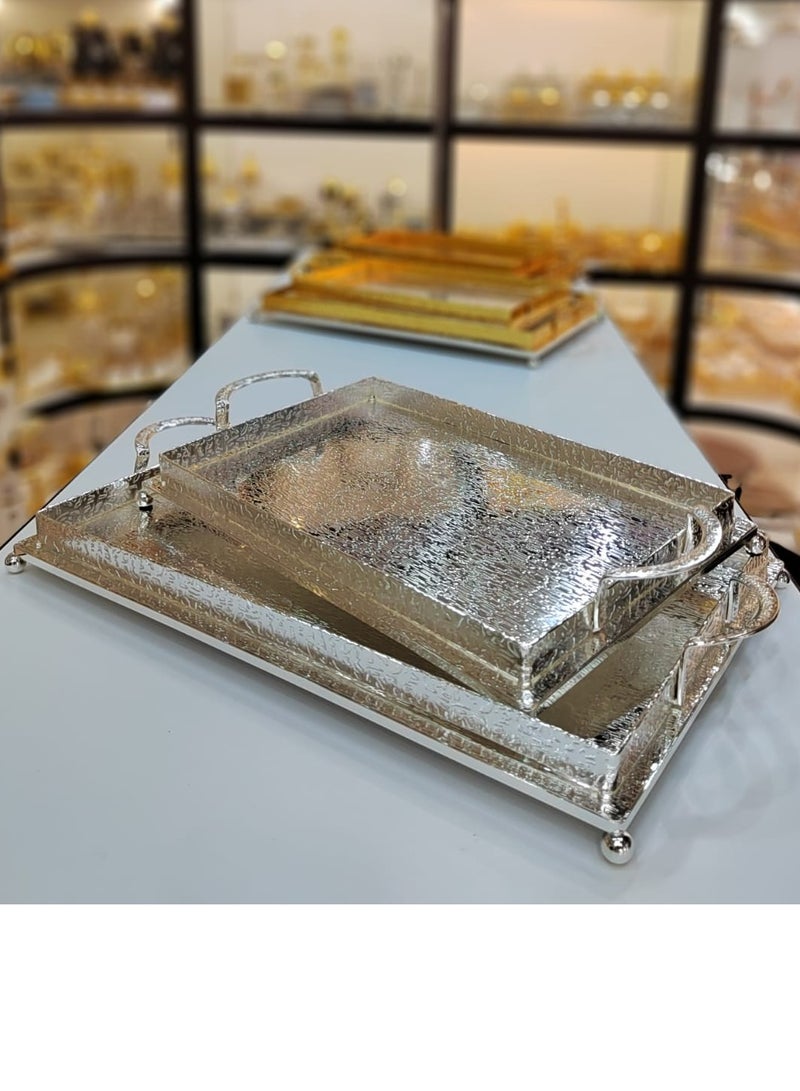Transform Your Table Setting Premium Stainless Steel Tray Set Large & Medium Elegant & Durable