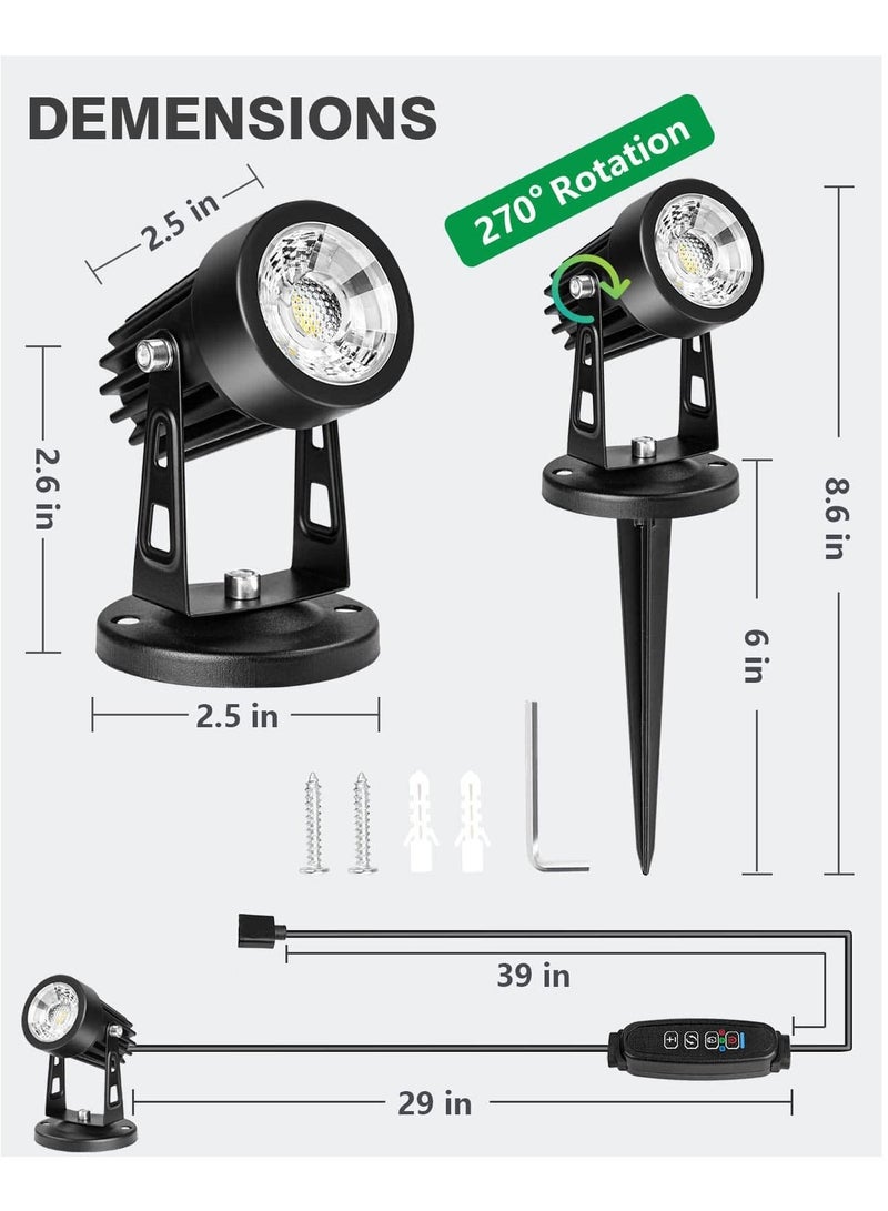 Dimmable LED Spot Lights Indoor Uplighting 3W USB Powered Floor Spot Lights Uplights Indoor Accent Light for Plants with 3 Color Lighting Modes and Auto On Off Timer Function 3h 6h 9h Black