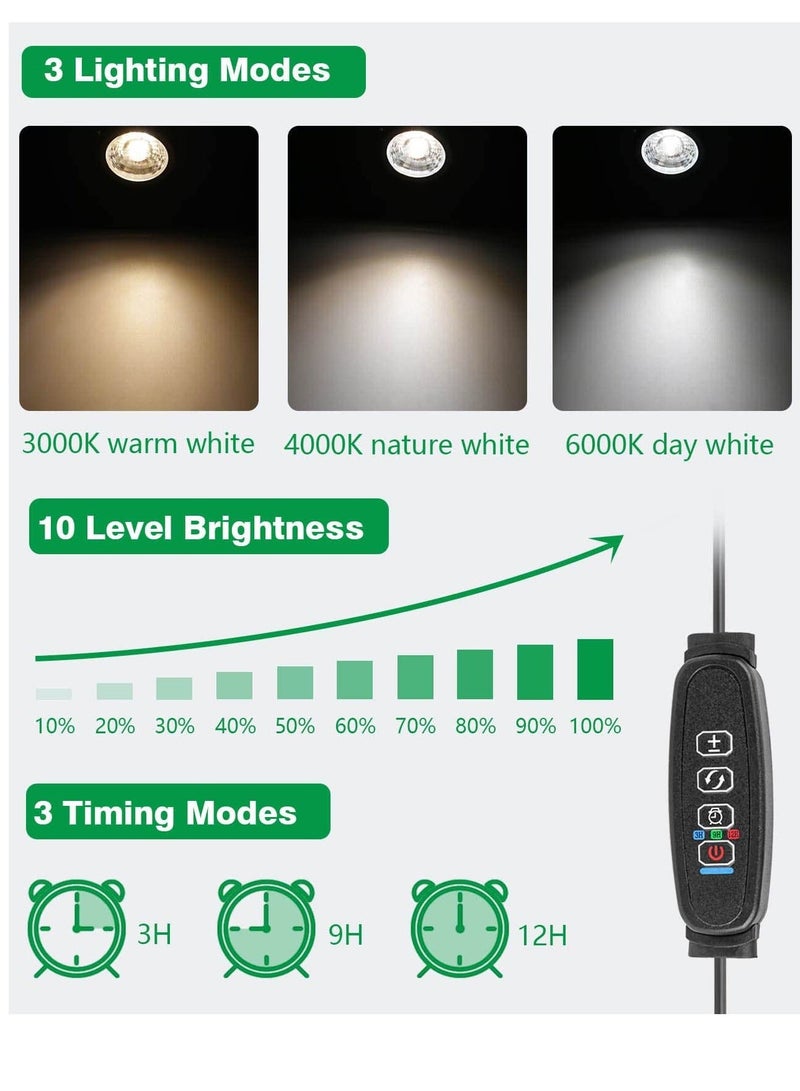 Dimmable LED Spot Lights Indoor Uplighting 3W USB Powered Floor Spot Lights Uplights Indoor Accent Light for Plants with 3 Color Lighting Modes and Auto On Off Timer Function 3h 6h 9h Black