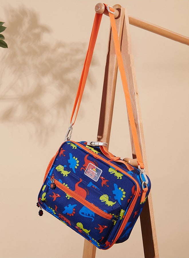 Lunch Bag With Shoulder Strap - Dino Blue