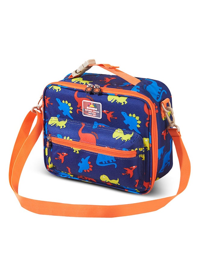 Lunch Bag With Shoulder Strap - Dino Blue