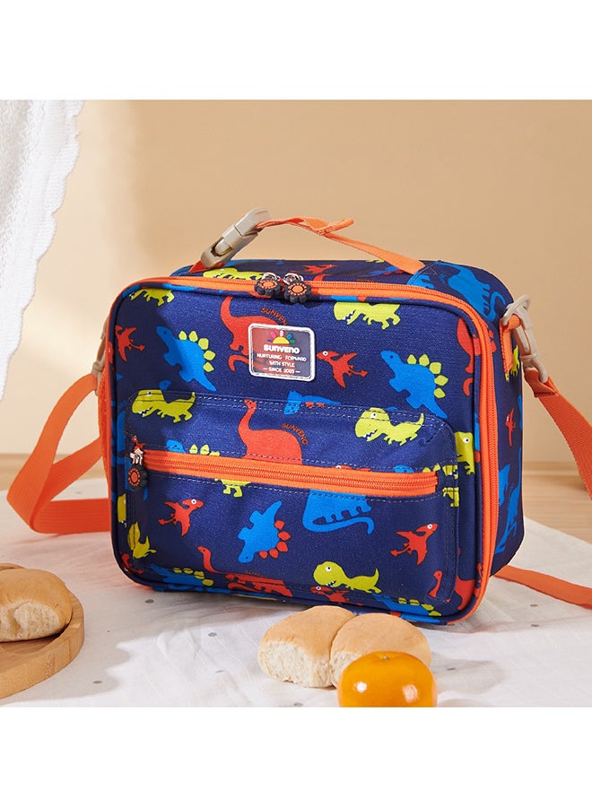 Lunch Bag With Shoulder Strap - Dino Blue