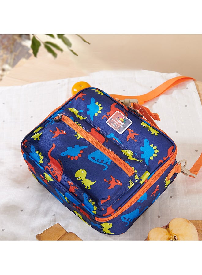 Lunch Bag With Shoulder Strap - Dino Blue