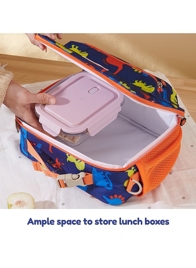 Lunch Bag With Shoulder Strap - Dino Blue