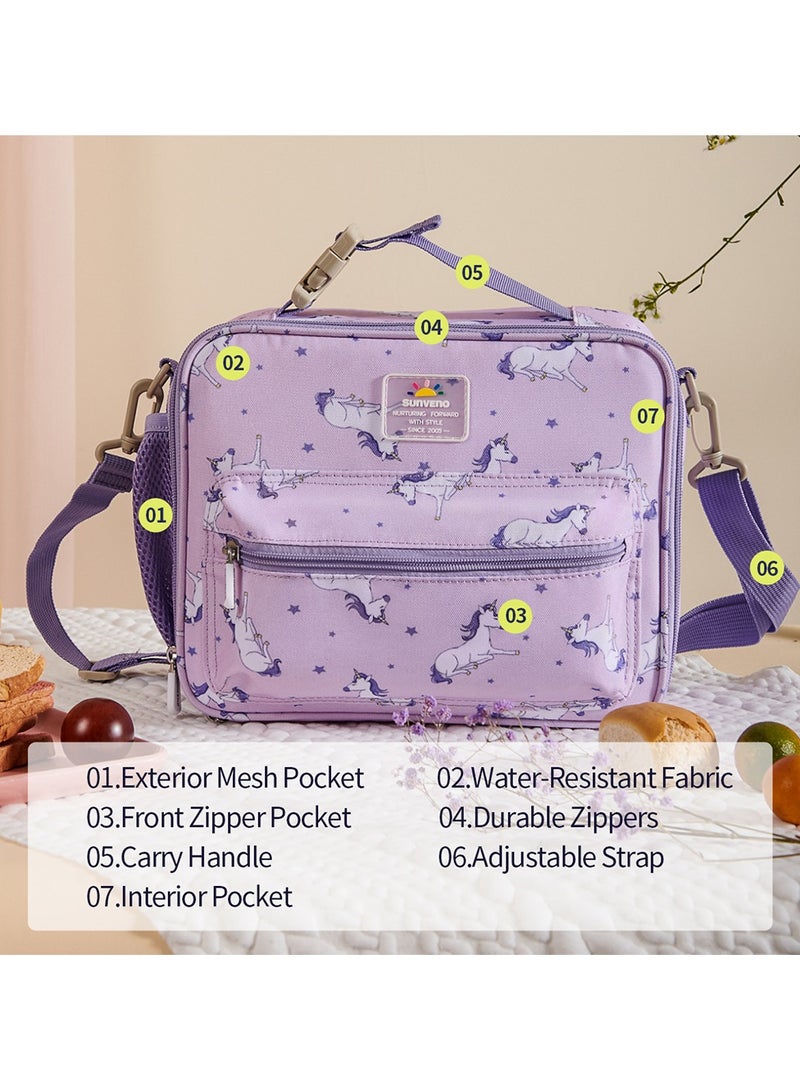 Lunch Bag With Shoulder Strap - Unicorn Purple