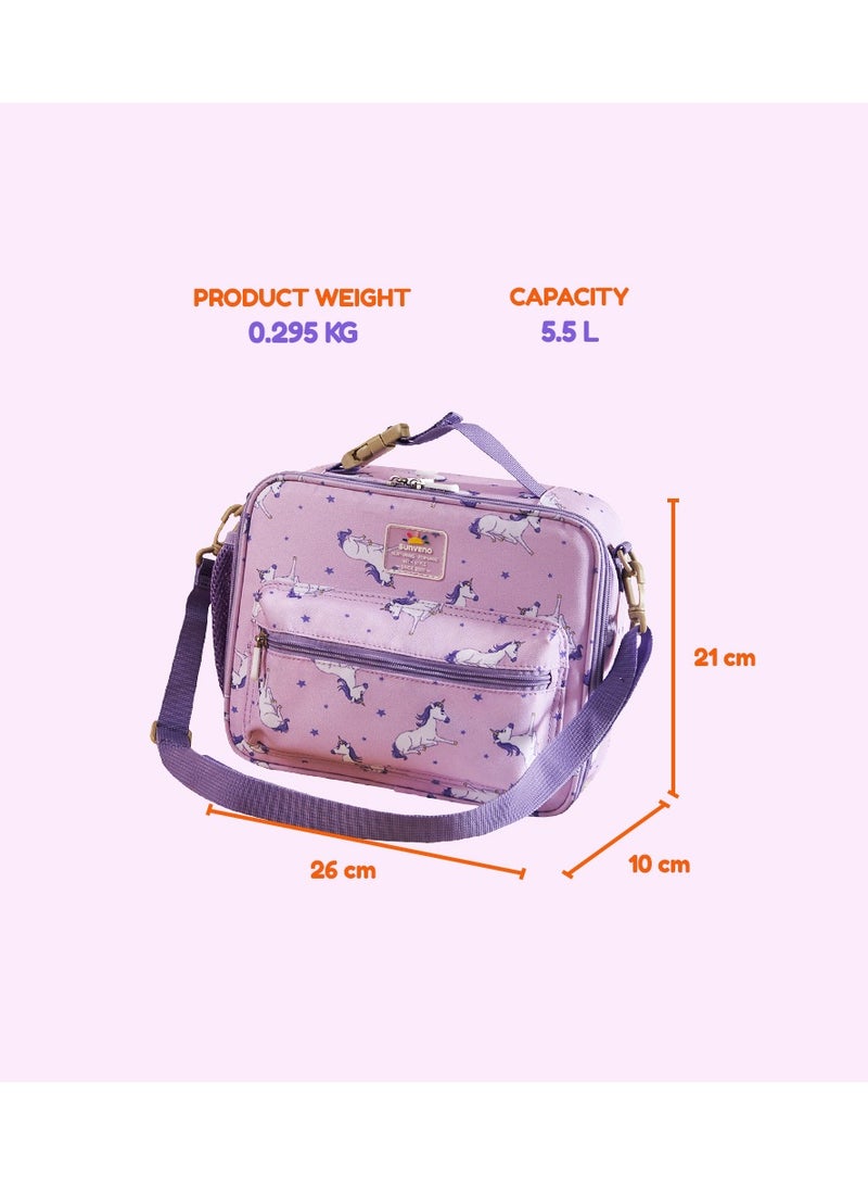 Lunch Bag With Shoulder Strap - Unicorn Purple