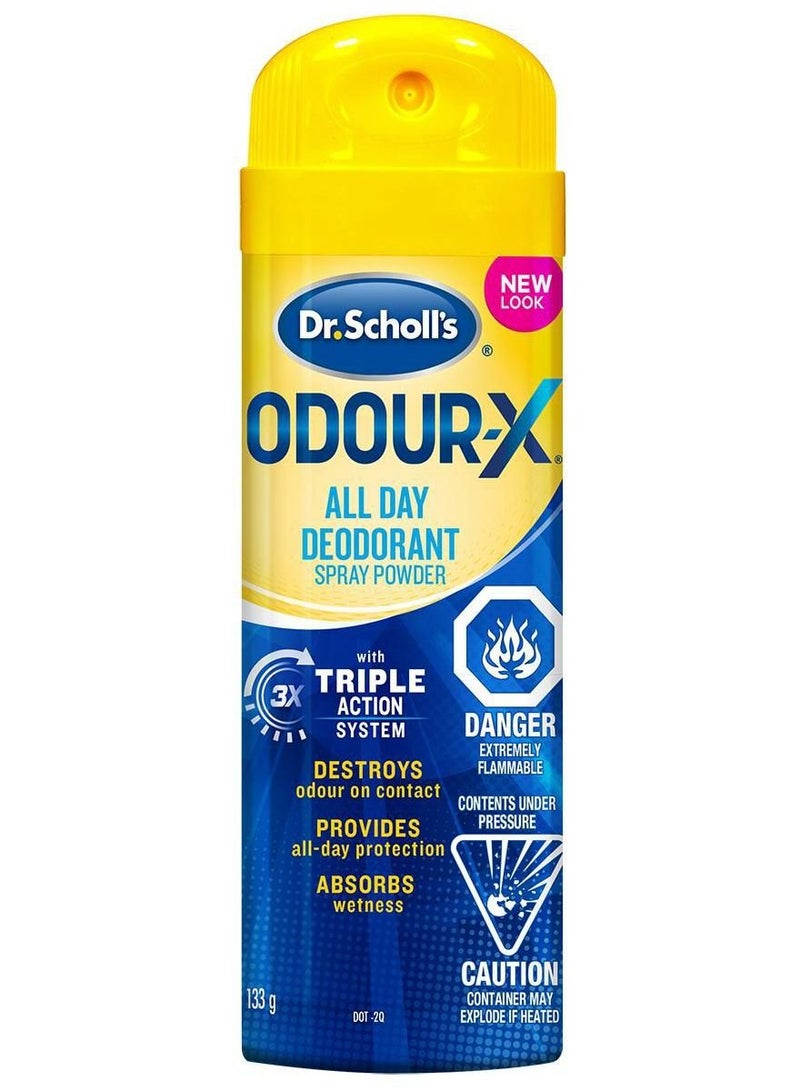 Odour X All Day Deodorant Foot Spray Powder 133 g