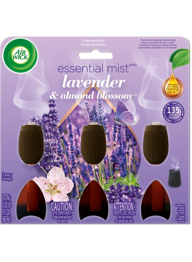 Essential Mist Refill 3 Ct Lavender And Almond Blossom Essential Oils Diffuser Air Freshener