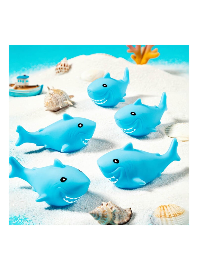 Rubber Sharks for Kids, Blue Shark Bath Toys Cute Floating Squeaky Mini Rubber Sharks for Baby Shower, Classroom Carnival Prizes, Cake Decoration, Ocean World Bath Toys Gift for Kids (25 Pcs)