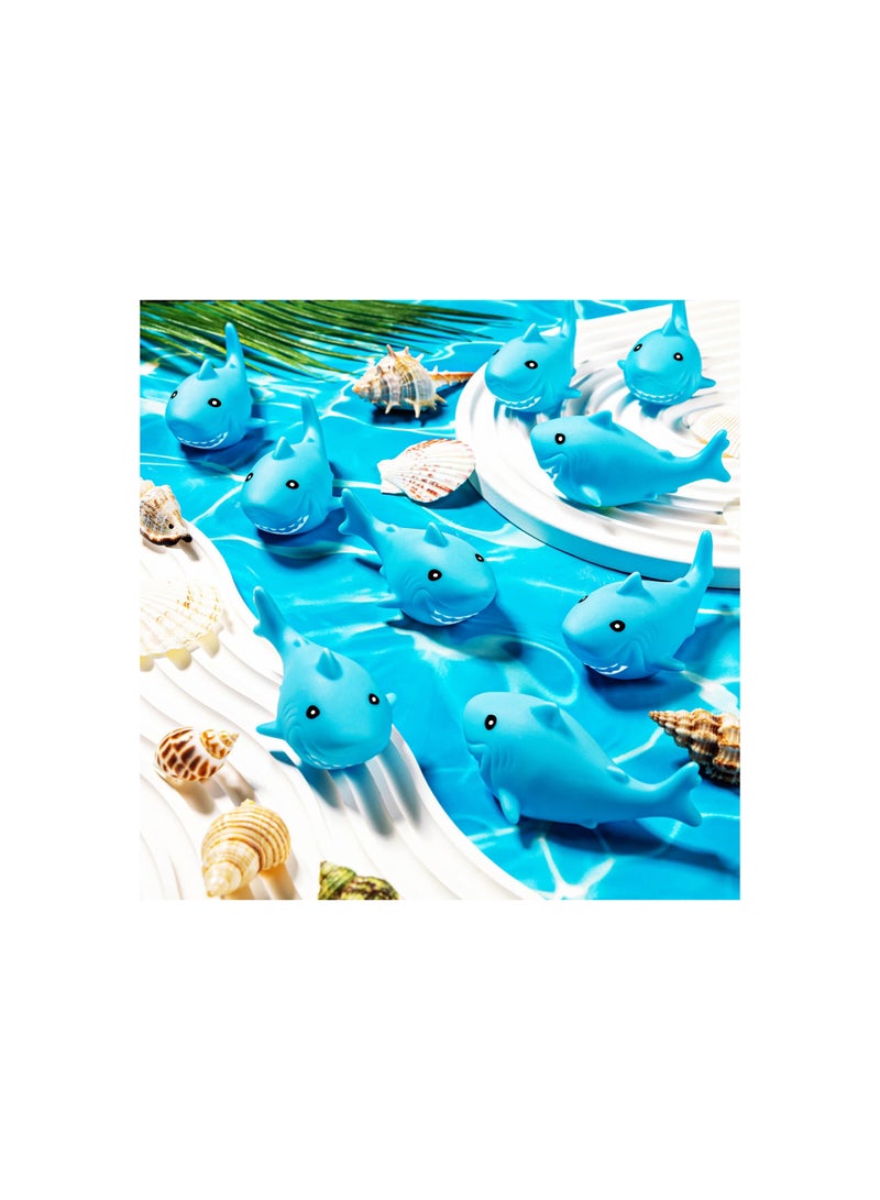 Rubber Sharks for Kids, Blue Shark Bath Toys Cute Floating Squeaky Mini Rubber Sharks for Baby Shower, Classroom Carnival Prizes, Cake Decoration, Ocean World Bath Toys Gift for Kids (25 Pcs)