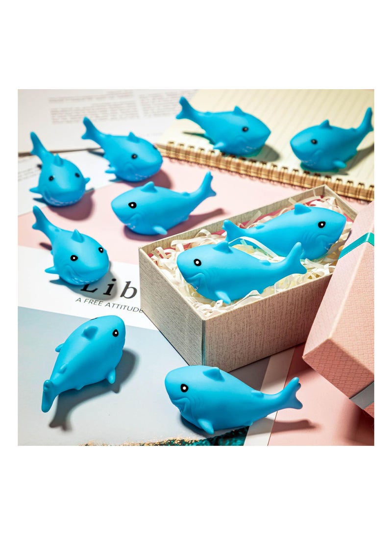 Rubber Sharks for Kids, Blue Shark Bath Toys Cute Floating Squeaky Mini Rubber Sharks for Baby Shower, Classroom Carnival Prizes, Cake Decoration, Ocean World Bath Toys Gift for Kids (25 Pcs)