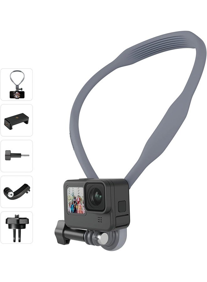 TELESIN Magnetic Neck Mount Kit with Phone Clip Vertical Adapter, POV Selfie Necklace Holder Lanyard Strap Accessories for GoPro 12 11 10 9 8 Insta360 X3 Go3 Ace Pro DJI Action 3 4 Osmo Pocket iPhone