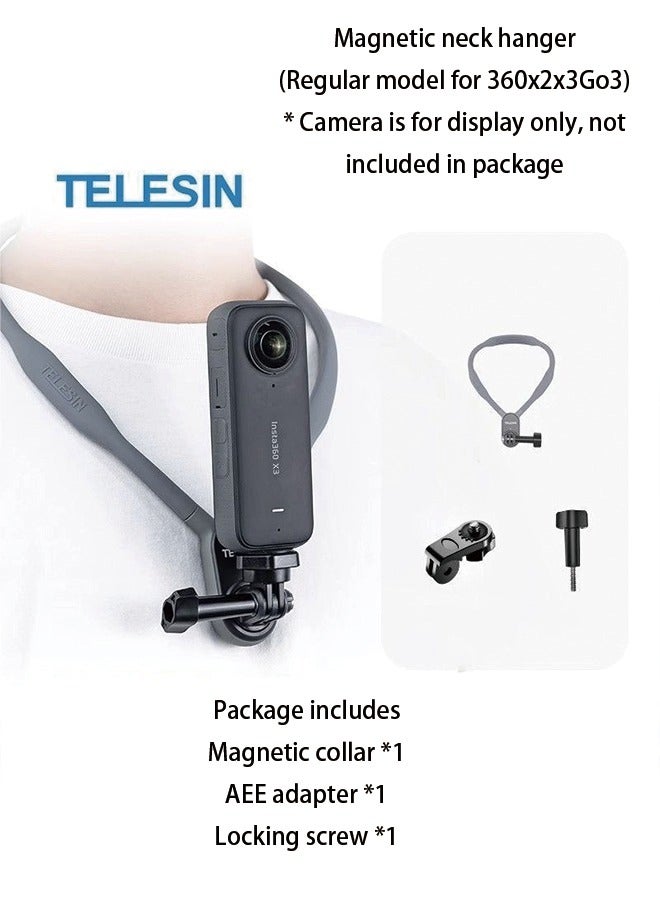 TELESIN Gopro12 Magnetic Halter Bracket Collar X4/X3 Ace DJI Action4 Halter Neck Fixing Bracket