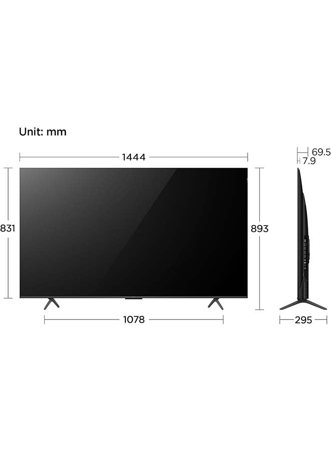 65 Inch 4K QLED Pro Smart Google TV, HDR 10+, Dolby Vision Atmos, 120Hz VRR+120Hz DLG, ONKYO 2.1ch, Slim & Uni-body Design (2024 Model) 65C655 Black