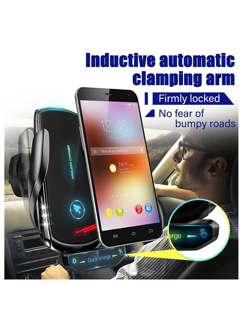 Wireless Car Charger for All Smartphones, 15W Fast Charging Auto Clamping Car Charger Phone Mount Phone Holder，Auto Clamping Car Wireless Charger Air Vent Car Phone Mount Black