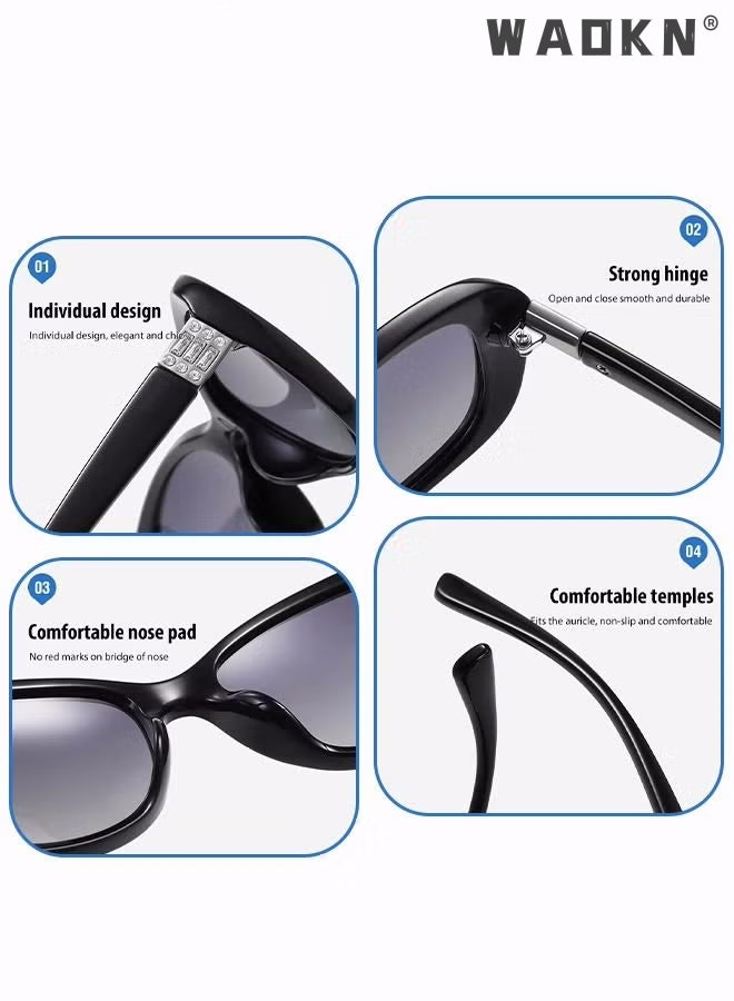 Polarized Sunglasses for Women,Women Polarized Oval Sunglasses UV400 Protection Sun Glasses with Black Metal and PC Frame Fashion Anti Glare Sun Shades with Glasses Cases,Outdoor 100% UV400 Protection