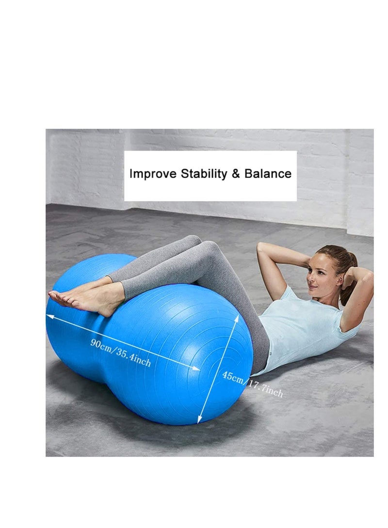 Peanut Ball, Exercise Yoga Balance Stability Sitting Ball, Anti Burst Exercise Ball for Labor Birthing, Kids Sensory Toys, for Home & Gym Fintness, Include Pump & Yoga Strap