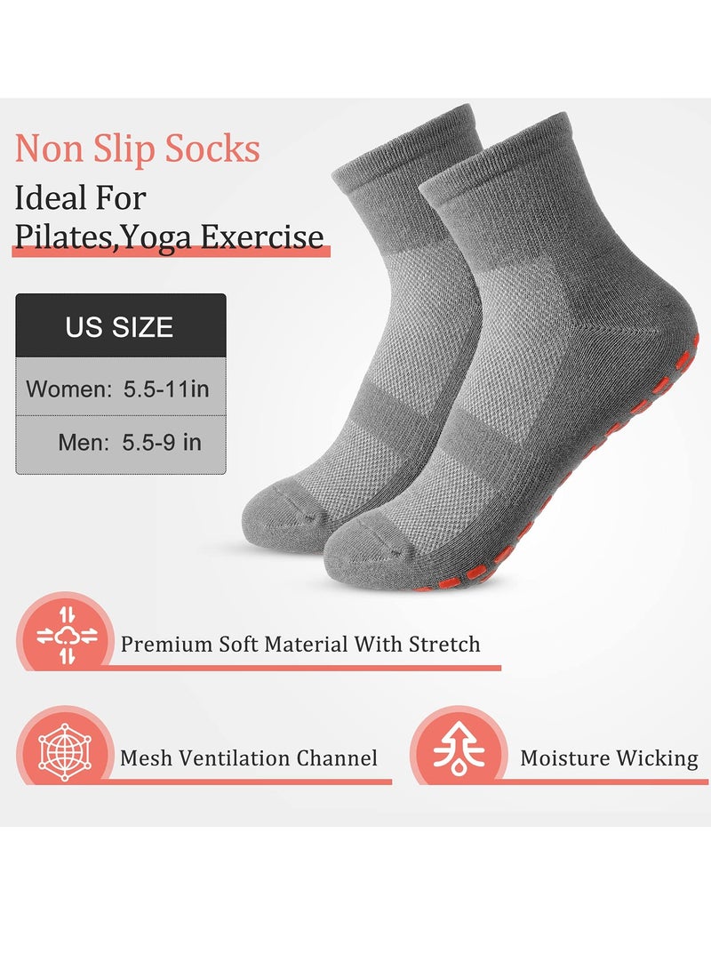 Non-slip Grip Socks Yoga Pilates Hospital Socks Cushioned Sole Grip Socks for Men Women Pilates Barre 10 Pairs