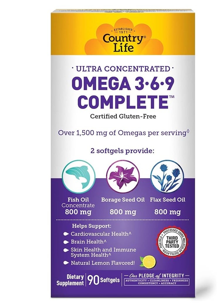 Lemon Flavour Omega 3-6-9 Complete Supplement - 90 softgels