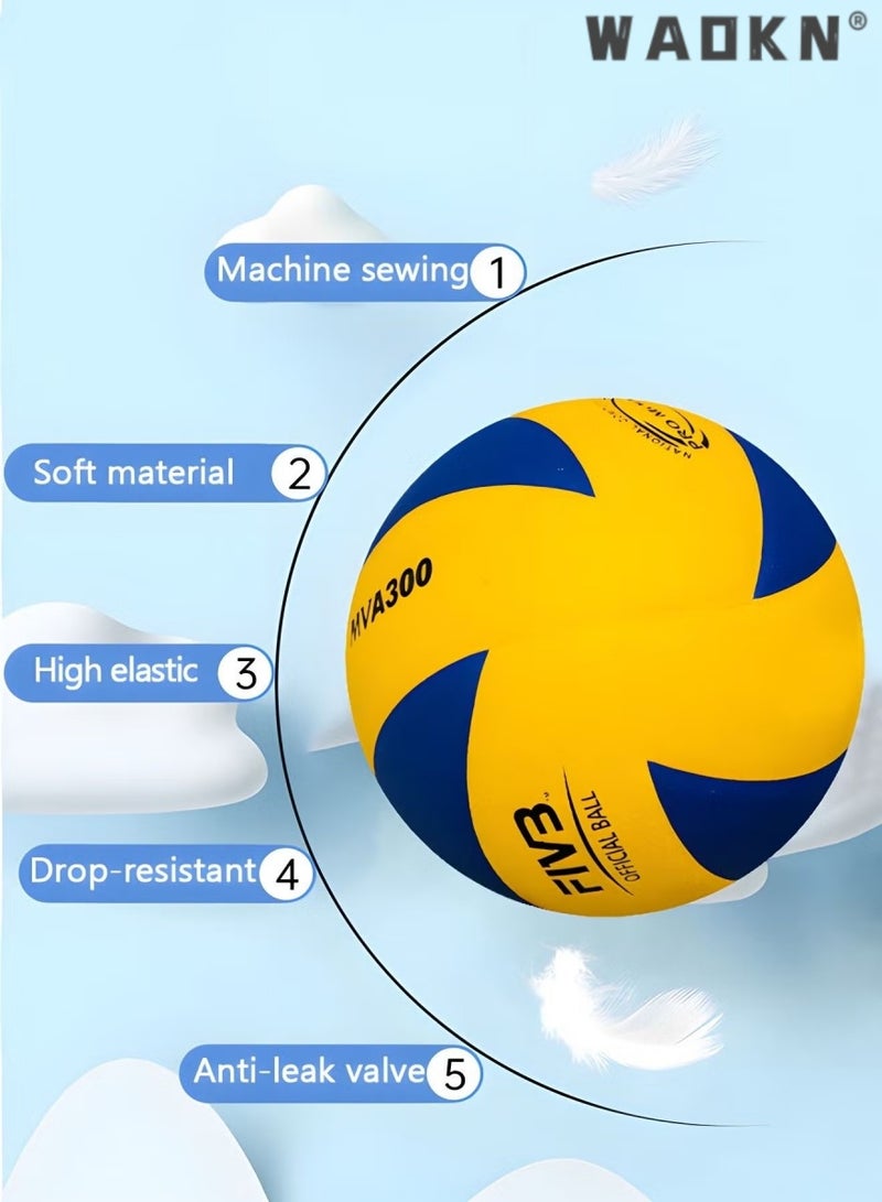 Soft Touch Volleyball - Official Size 5 for Indoor/Outdoor/Gym/Beach Games,Explosion Proof Machine Sewn Soft Volleyball,Sports Training Game Play Ball,Premium Soft Volleyball