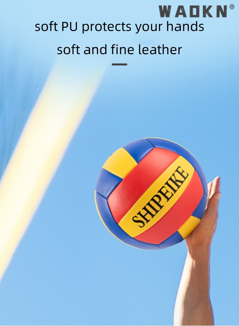 Inflatable Soft Volleyball,Volleyball PU Leather Soft Outdoor Soft Adult Volleyball Explosion-proof Machine Sewing Standard No. 5 for Indoor, Competition,Training,Beach Volleyball