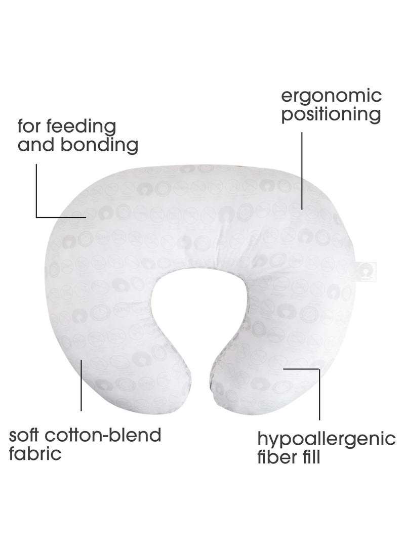 Voidrop Nursing Pillow, Feeding Pillows for Mom, Printed Soft Cover with Breathable Filling, Support Pillow for 0-12 Months, Multifunctional Support Cushion for Travel (Cream)