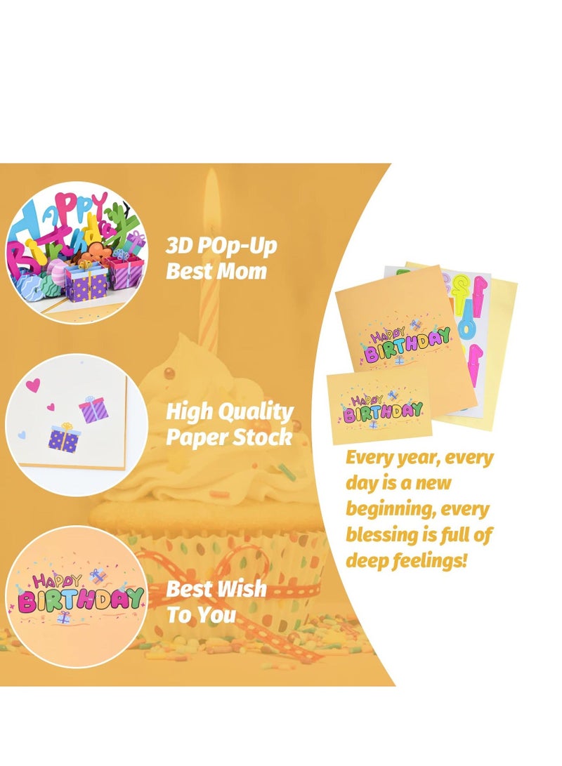 Pop Up Cards, 3D Pop Up Alphabet Greeting Cards with Envelopes and Note Tag,Surprise Your Loved Ones with Our Handmade for Women and Men (5 * 7)