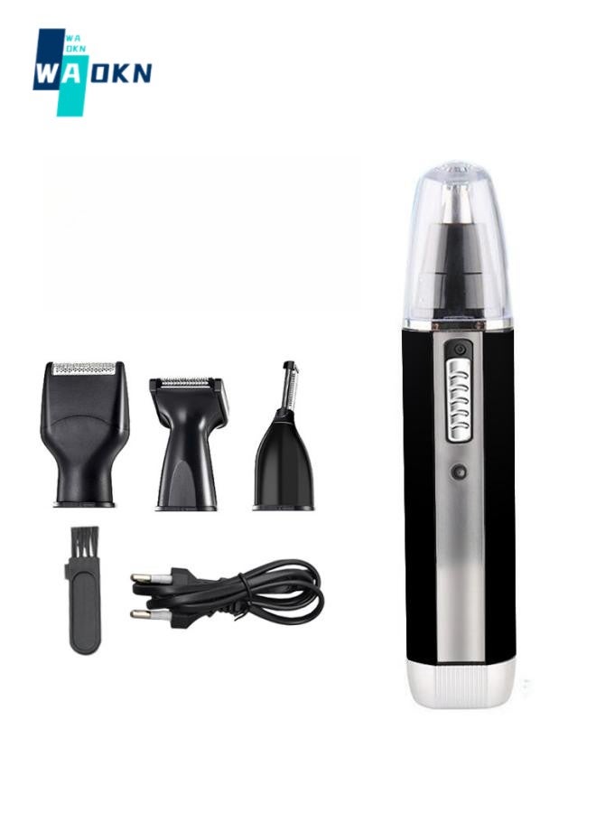 Nose Hair Trimmer, 4 in 1 Ear & Nose Hair Trimmer, Portable Nose Trimmer with 360°Rotating Painless Dual Edge Blades, USB Rechargeable,Men Electric Nasal Eyebrow & Facial Hair Trimmer