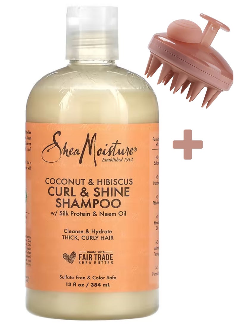 Coconut & Hibiscus Curl and Shine Shampoo, 13 oz - Enhances Curls, Adds Shine, Sulfate-Free