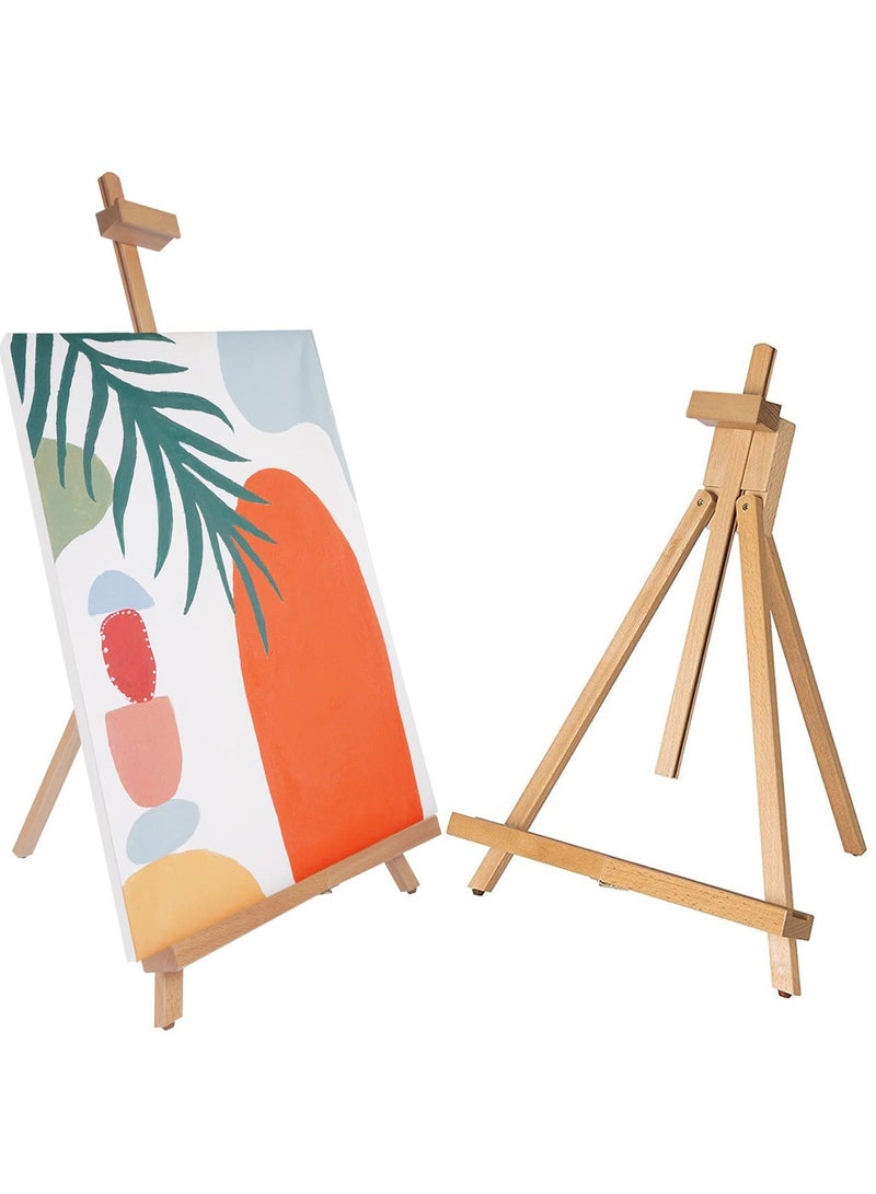 Wooden Easel, Adjustable Beechwood Tripod Display Stand, 31inches High Tabletop Wood Folding Easel, Portable Table Desktop Painting Display Stand, Holds Up to 27inches Canvas