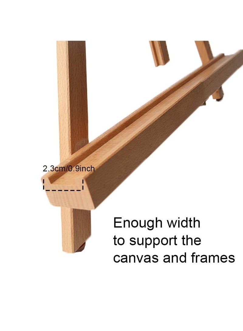 Wooden Easel, Adjustable Beechwood Tripod Display Stand, 31inches High Tabletop Wood Folding Easel, Portable Table Desktop Painting Display Stand, Holds Up to 27inches Canvas