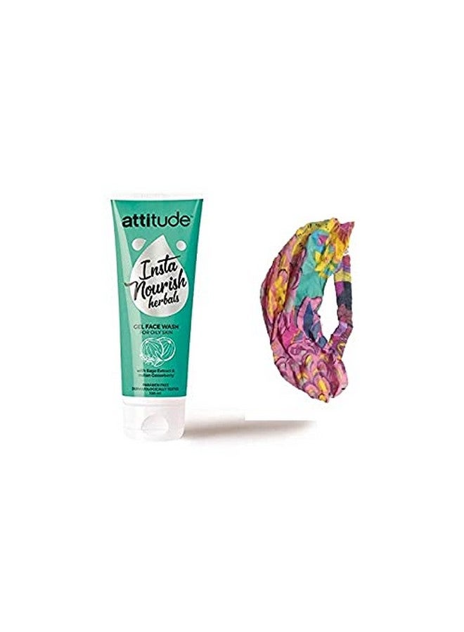 Attitude Insta Nourish Herbals Gel Face Wash For Oily Skin 100 Ml And Multicolor Hairhead Band [Assorted] Combo