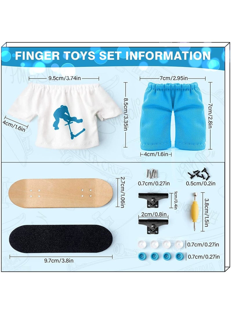 Finger Skateboard, Skateboard Accessories Tools Set, Mini Toys Kits, Doll Breakdance Mini Cloth Shoes, Pressure Gifts for Children Teens Adults, for Kids Party Favor