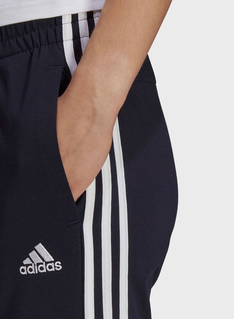 Side Stripes Detail Mid-Rise Cuffed Sweatpants Navy Blue/White