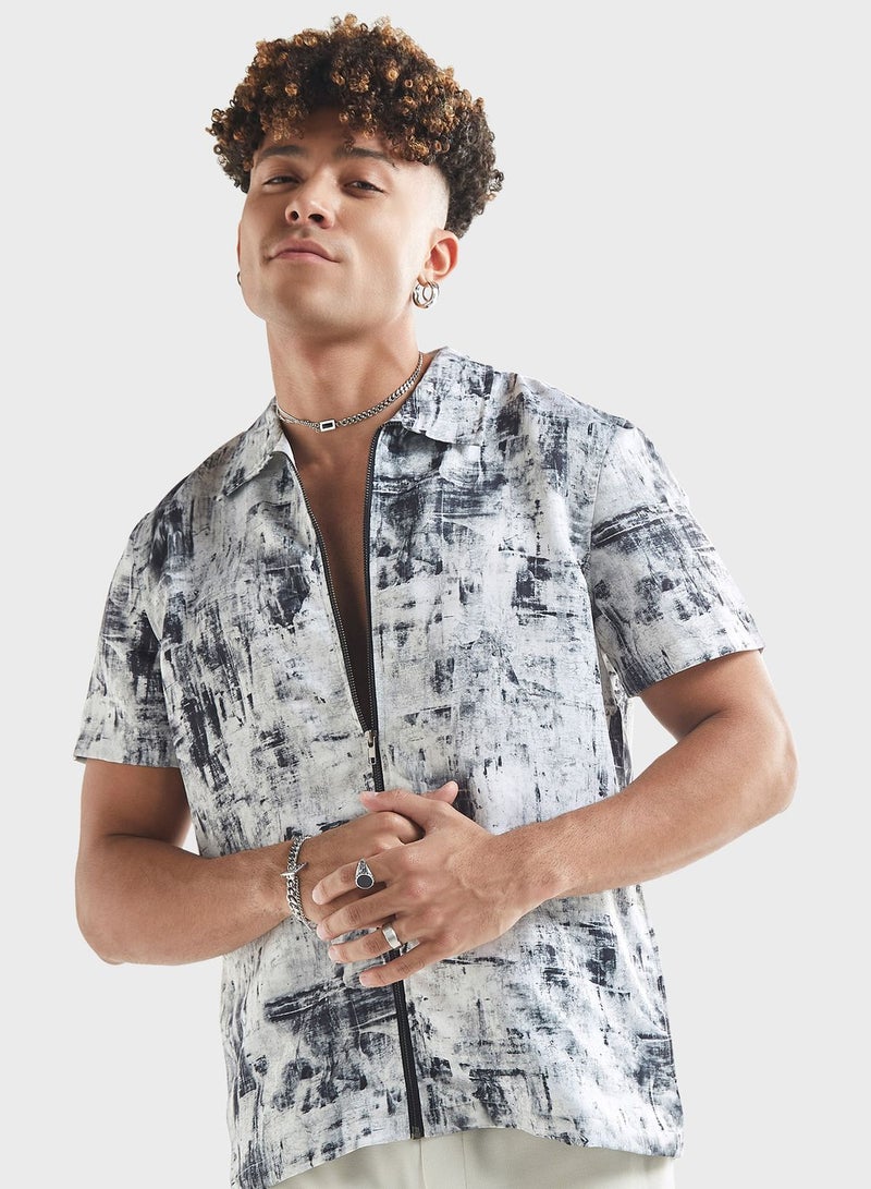 Zip Through Regular Fit Shirt