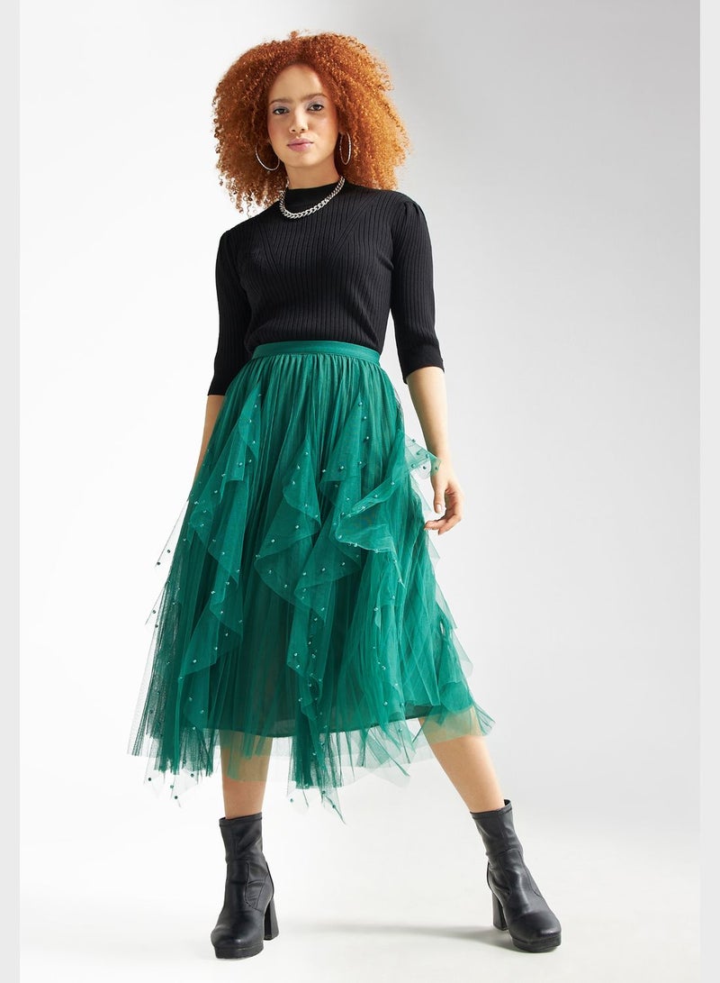 Embellished Pleated Skirt