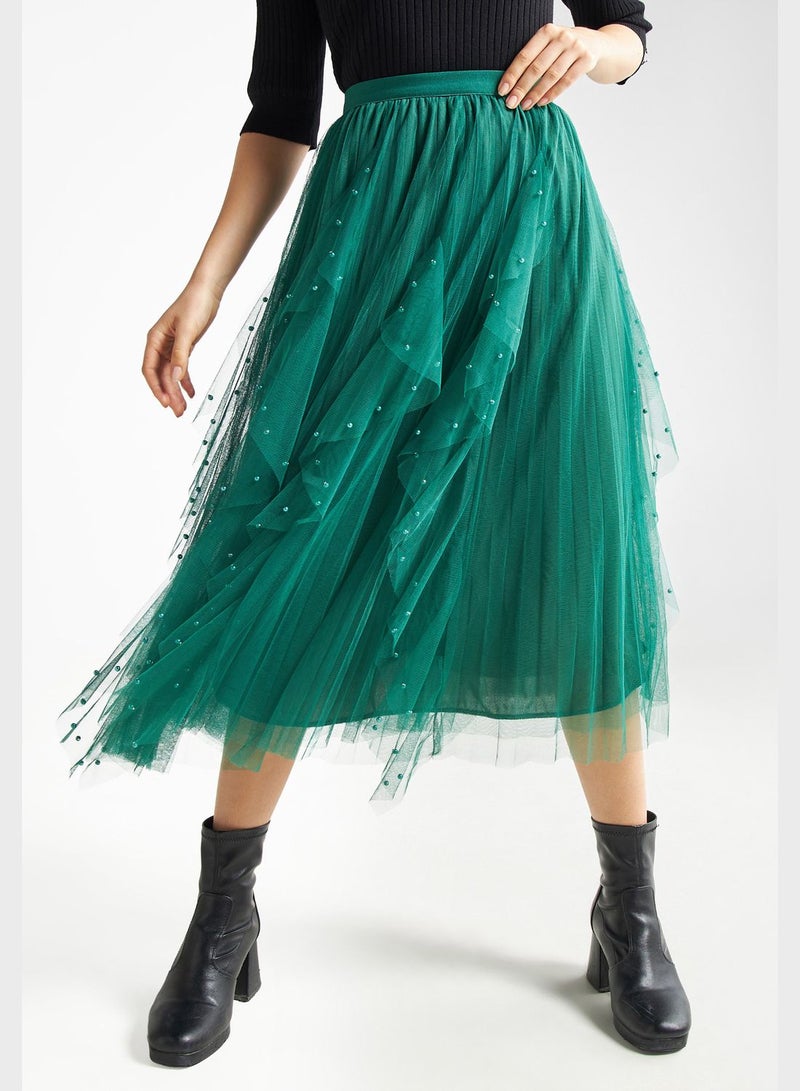 Embellished Pleated Skirt