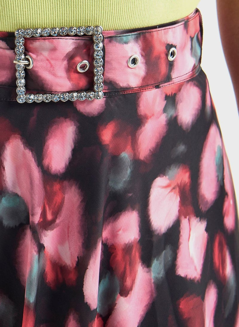 Floral Print Tiered Skirt