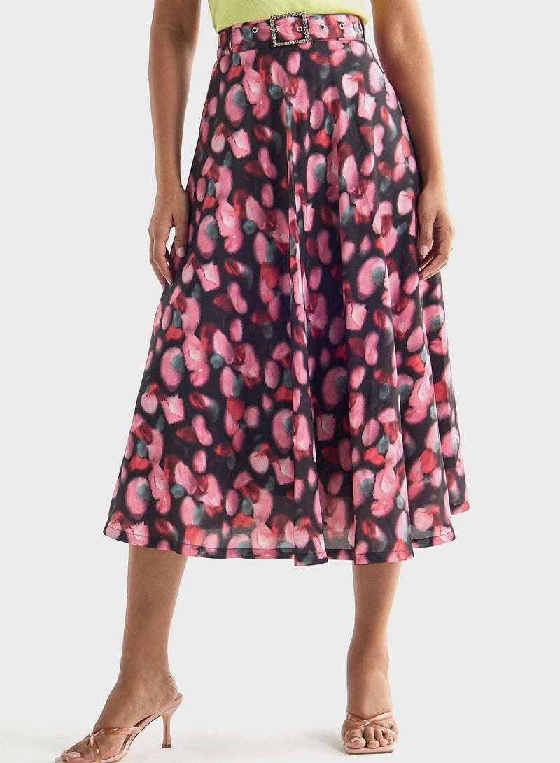 Floral Print Tiered Skirt