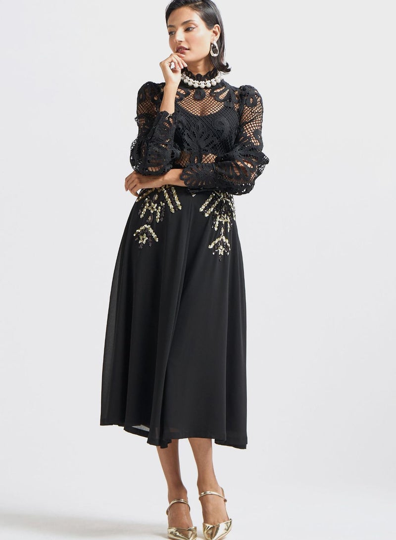 Embellished Midi Skirt