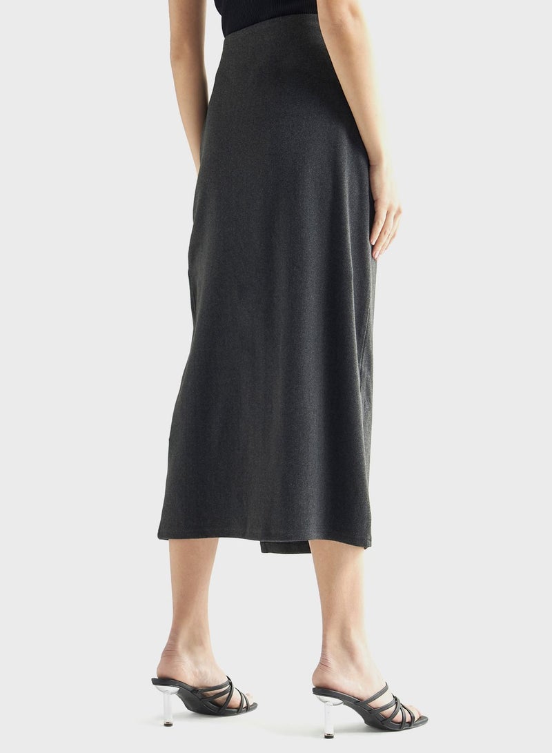 Tie Detail Side Slit Skirt